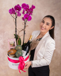 Cadou Crăciun cu Orhidee, prosecco, ciocolată și lumânare parfumată – imaginea 3