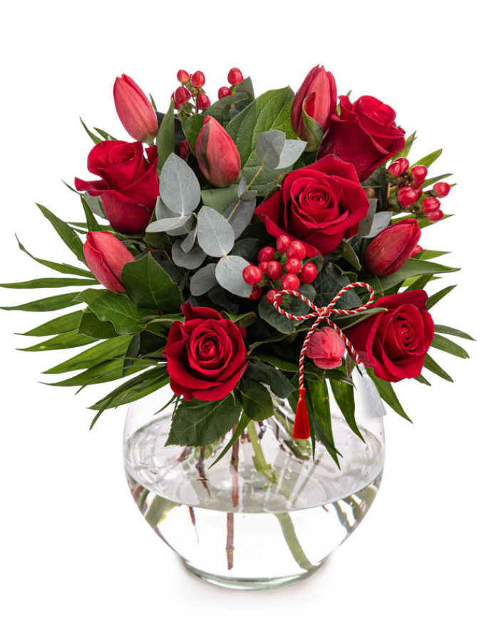 "Ma Cherie" Rose and Tulip Bouquet – imaginea 1