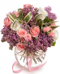 Buchet cu liliac şi trandafiri „Spring Love" – imaginea 1
