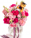 Graduation Bouquet with Pink Roses and Accessories – the image 1