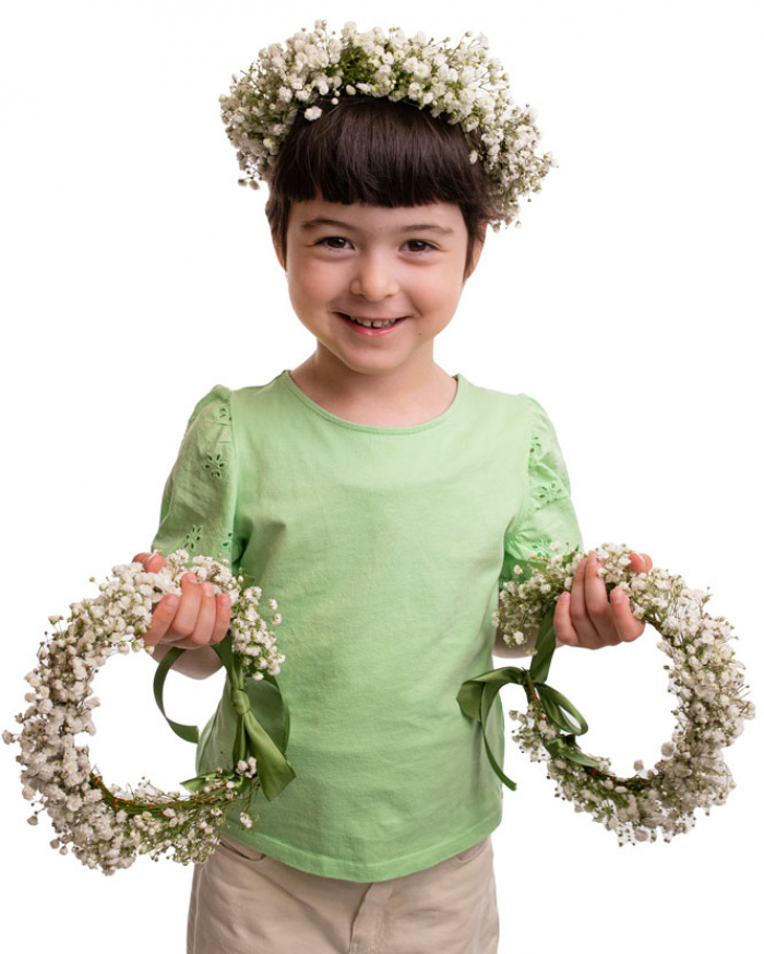 Set 3 coronițe din flori naturale albe – imaginea 1