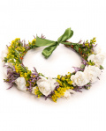 Set of natural flower crown and elegant bouquet