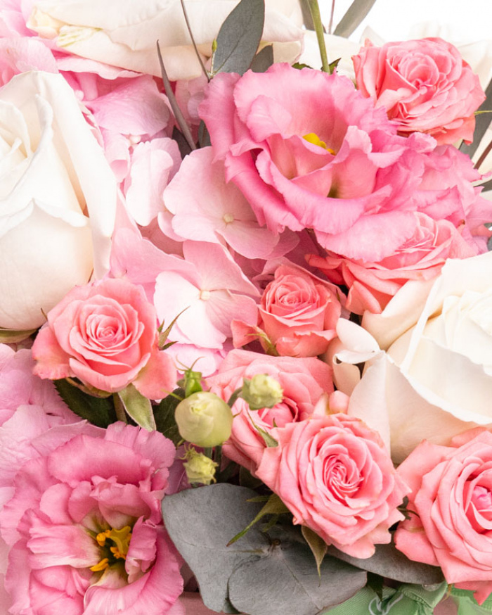 "Floral Fantasy" rose and hydrangea arrangement