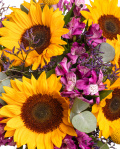 "Golden Amethyst" sunflower bouquet – imaginea 2