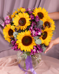 "Golden Amethyst" sunflower bouquet – imaginea 3