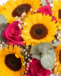 Sunflower and pink rose bouquet – imaginea 2