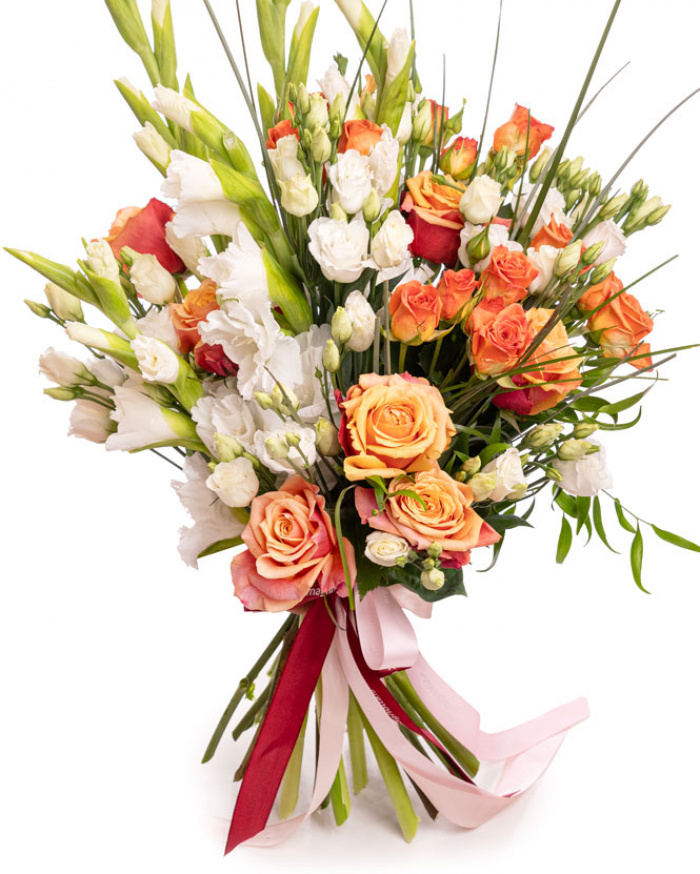 Buchet gladiole și trandafiri – imaginea 1
