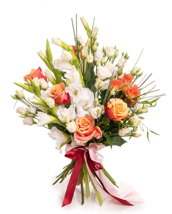 Buchet gladiole și trandafiri – imaginea 1