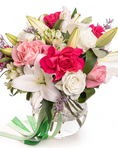 "Classic Beauty" lily and rose bouquet