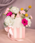 "Back to School" White Rose Arrangement in Pencil Box