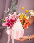 "Back to School" Rose and Lily Arrangement in Pencil Box – imaginea 3