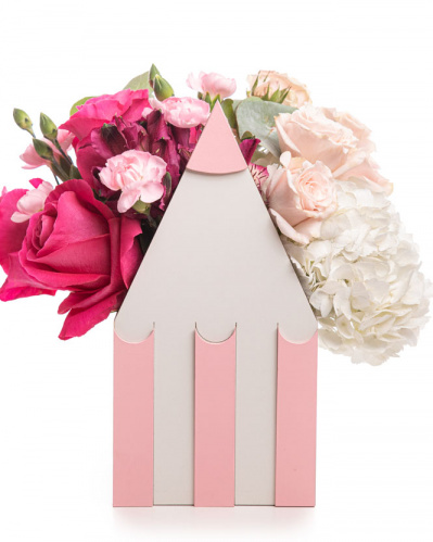 "Back to School" White and Pink Flower Arrangement