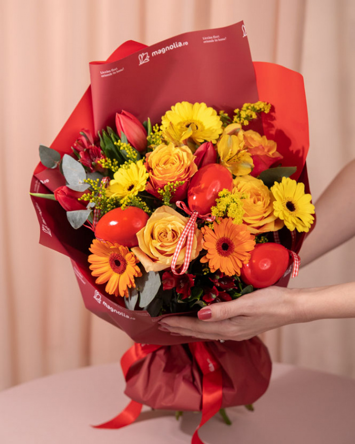 Rose and Gerbera Easter Bouquet – the image 3