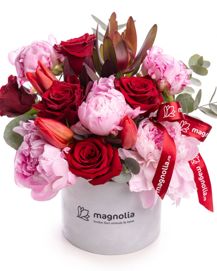 Pink Peony and Rose Arrangement – imaginea 1