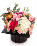 Hydrangea and Rose Graduation Cap Flower Arrangement  – the image 1