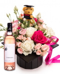 Rose and Teddy Bear Cap Arrangement