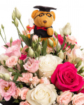 Rose and Teddy Bear Cap Arrangement