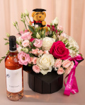 Rose and Teddy Bear Cap Arrangement
