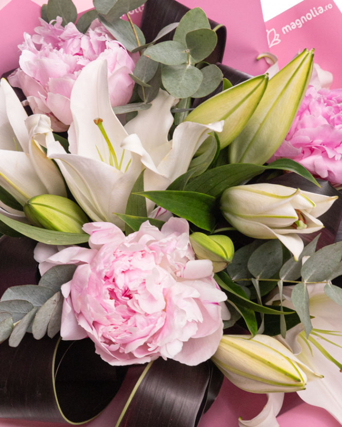 ”Whispers of Grace” Pink Peony and Lily Bouquet – the image 2
