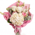 Buchet trandafiri albi și eustoma