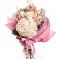 Buchet trandafiri albi și eustoma