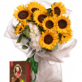 Buchet cu floarea-soarelui și hortensii ”Summer Joy”