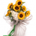 Buchet cu floarea-soarelui și hortensii ”Summer Joy”
