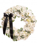 Coroana funerara cu hortensii si orhidee albe