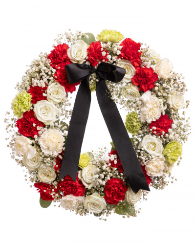 Coroană funerară cu garoafe