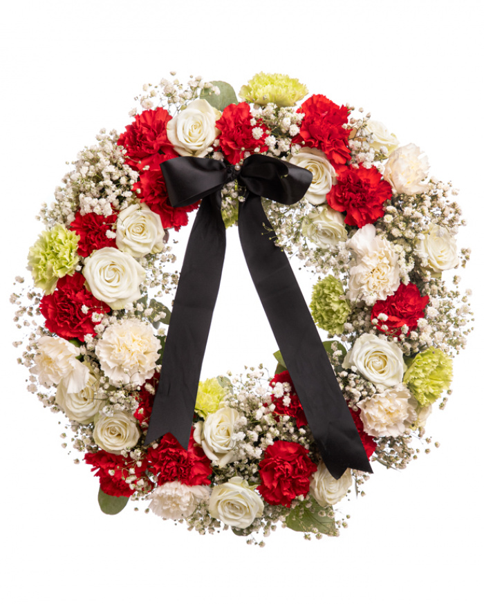 Coroană funerară cu garoafe – imaginea 1