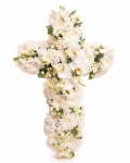 Cruce funerara cu trandafiri, orhidee si eustoma