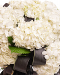 Buchet funerar cu hortensii albe, varianta premium, detaliu