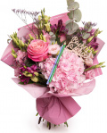 Buchet flori si creioane colorate, varianta premium