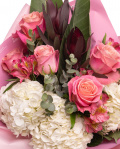 "Whisper of Beauty" pink roses and hydrangea bouquet