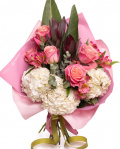 "Whisper of Beauty" pink roses and hydrangea bouquet