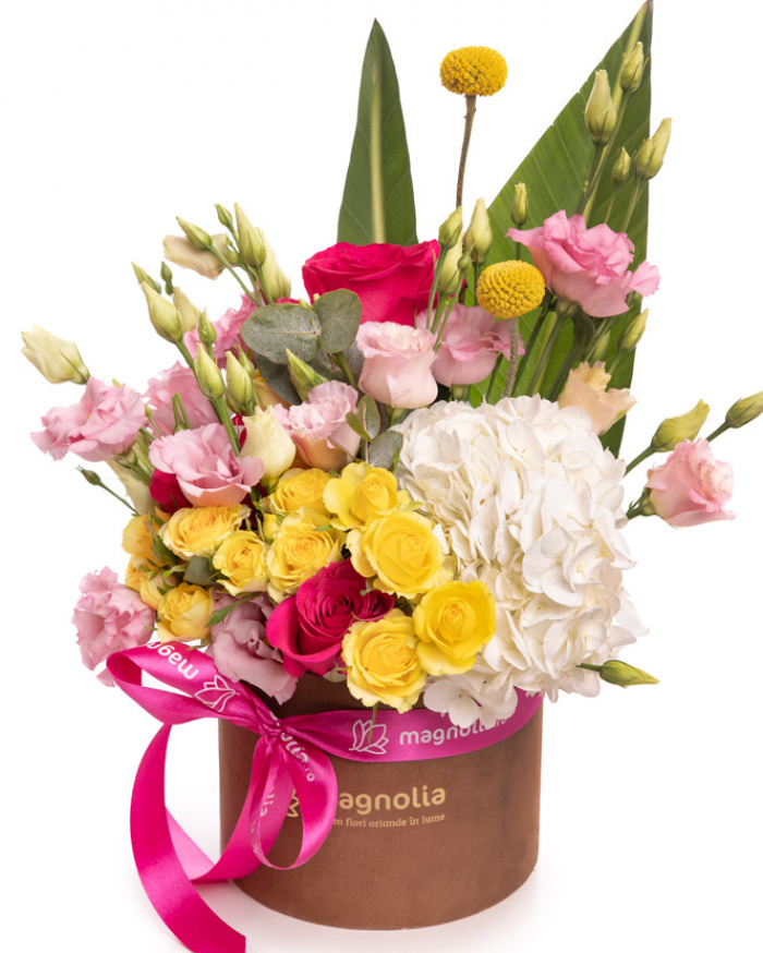 Aranjament floral in cutie, varianta premium