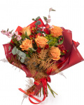 Buchet de toamna cu trandafiri, varianta standard