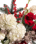 Buchet cu trandafiri roşii şi hortensie albă – imaginea 2