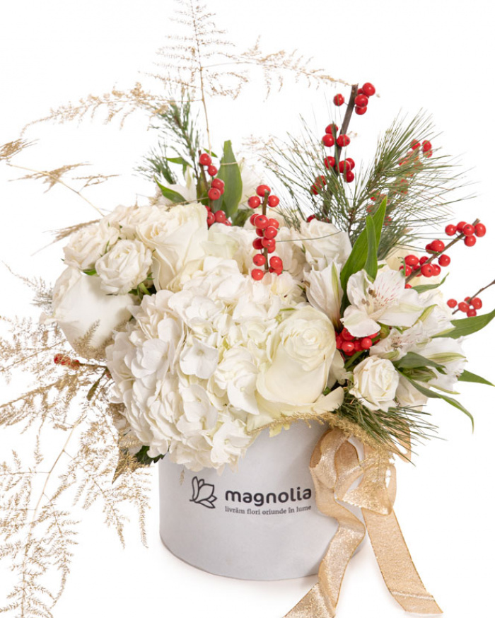 ”Pure Elegance” arrangement with white roses – imaginea 1