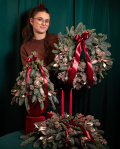 Festive Christmas Trio: Table Arrangement, Wreath and Decorated Mini Tree