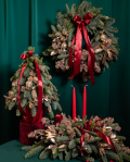 Festive Christmas Trio: Table Arrangement, Wreath and Decorated Mini Tree