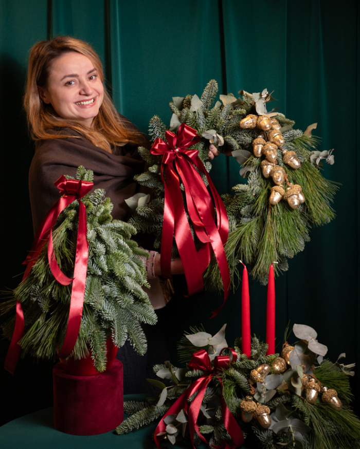Christmas Set with Table Arrangement, Decorative Tree & Door Wreath – imaginea 1