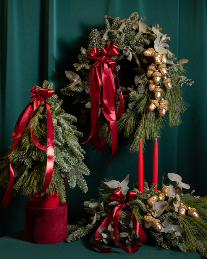 Christmas Set with Table Arrangement, Decorative Tree & Door Wreath – imaginea 2