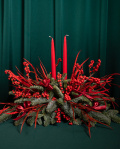 Christmas set – Fir and Ilex wreath and table arrangement – imaginea 5