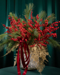 Buchet cu Ilex și Pin în vază de sticlă – imaginea 4