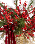Buchet cu Ilex și Pin în vază de sticlă – imaginea 2
