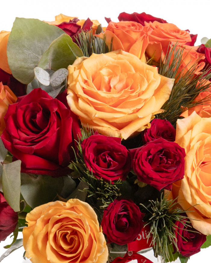Bouquet of red and orange roses