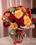 Bouquet of red and orange roses