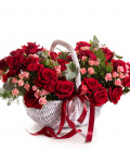 Coș cu trandafiri roșii „Grande Passion”