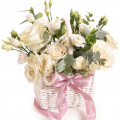 Coş elegant trandafiri si eustoma